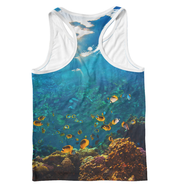 Мужская майка-борцовка с изображением Коралловый риф цвета Белый