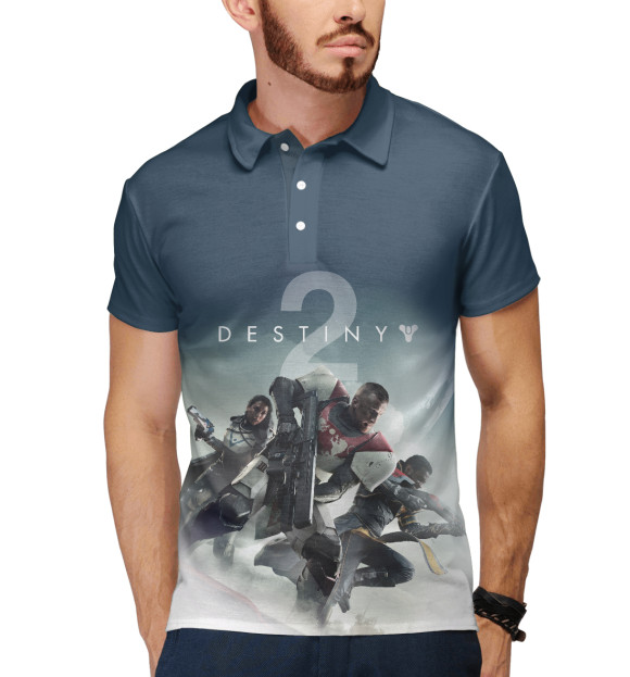 Мужское поло с изображением Destiny 2 цвета Белый