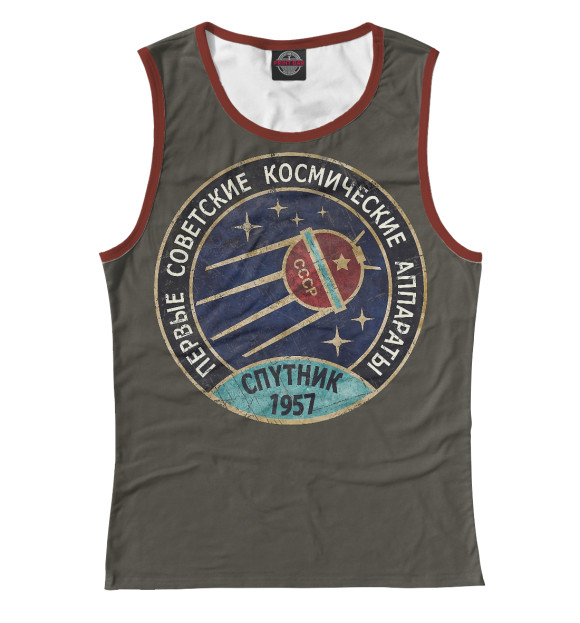Майка для девочки с изображением Советские спутники цвета Белый