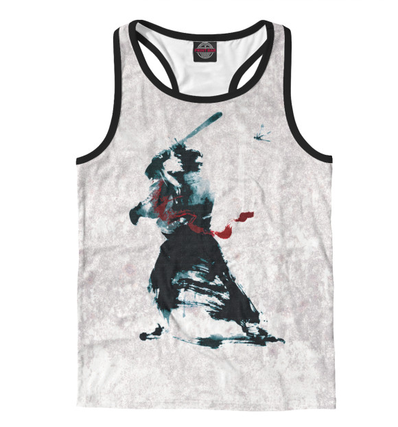 Мужская майка-борцовка с изображением Самурай цвета Белый