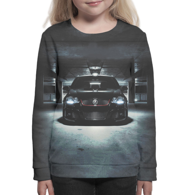 Свитшот для девочек с изображением Volkswagen цвета Белый