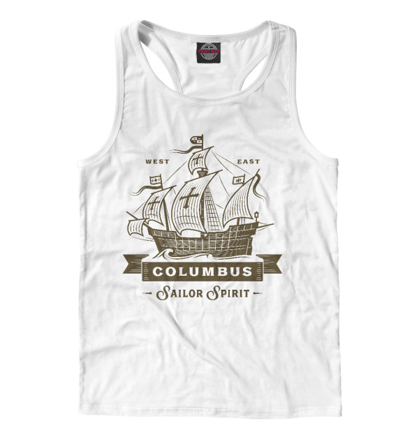 Мужская майка-борцовка с изображением Корабль цвета Белый