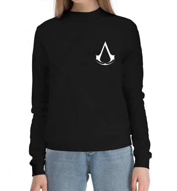 Женский хлопковый свитшот с изображением Assassin's Creed цвета Черный