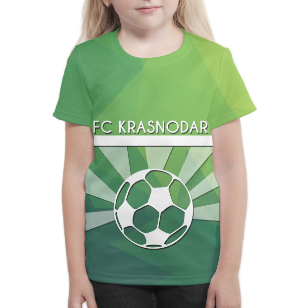 Футболка для девочек с изображением ФК Краснодар цвета Белый