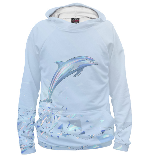 Женское худи с изображением Дельфин цвета Белый