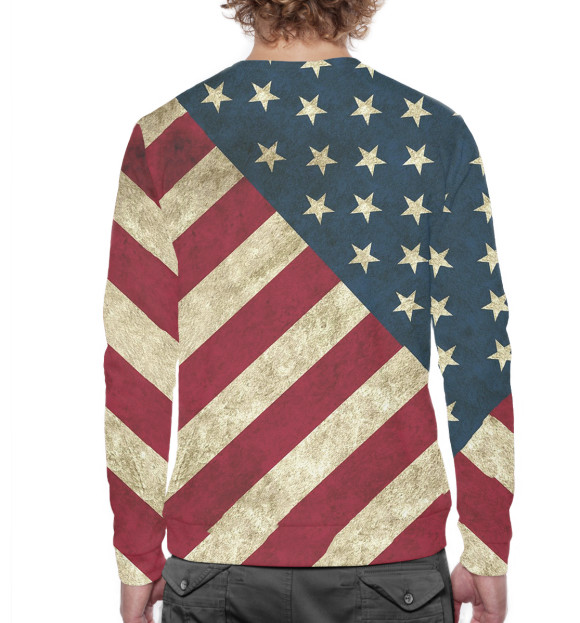 Мужской свитшот с изображением Флаг США цвета Белый