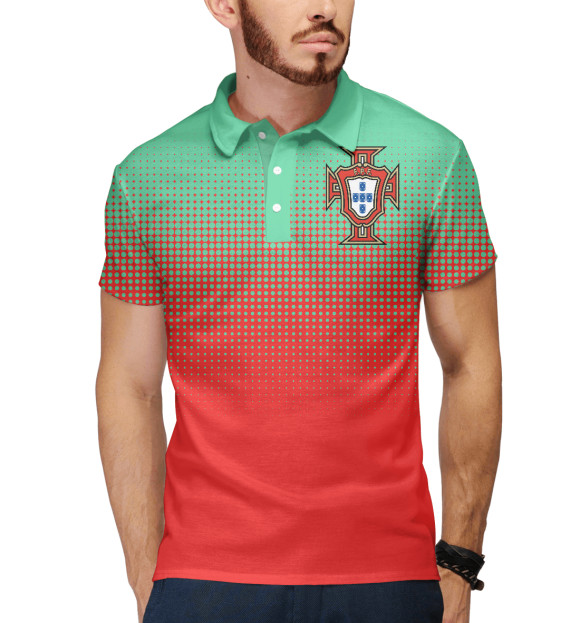 Мужское поло с изображением Португалия цвета Белый