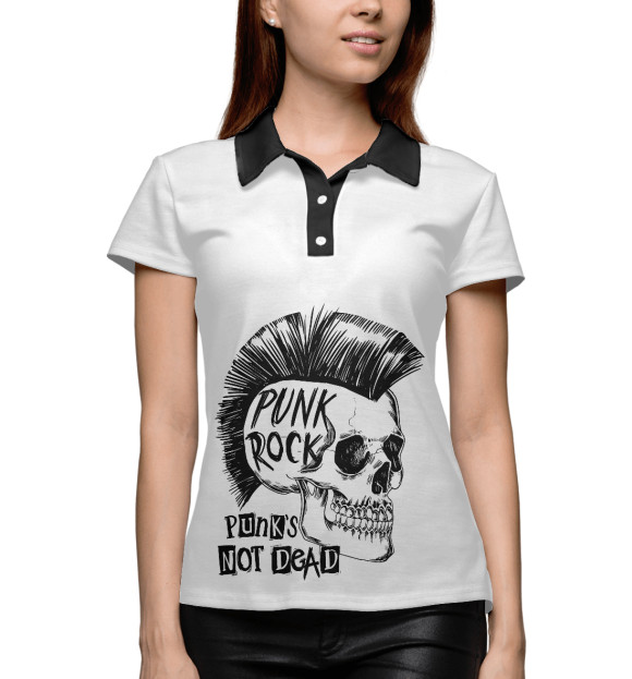 Женское поло с изображением Панк рок цвета Белый