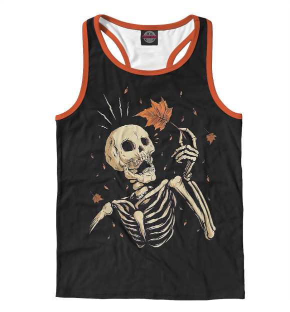 Мужская майка-борцовка с изображением Skeleton цвета Белый