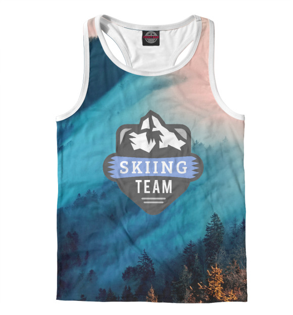 Мужская майка-борцовка с изображением Skiing TEAM цвета Белый