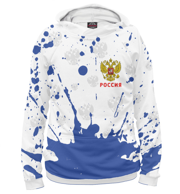 Женское худи с изображением Россия / Russia цвета Белый