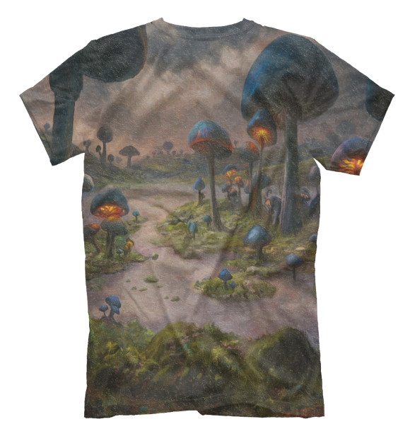 Мужская футболка с изображением Планета волшебных грибов цвета Белый