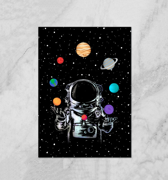 Плакат с изображением Космический жонглер цвета Белый