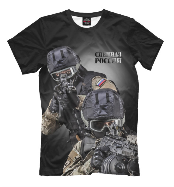 Мужская футболка с изображением Спецназ России цвета Черный