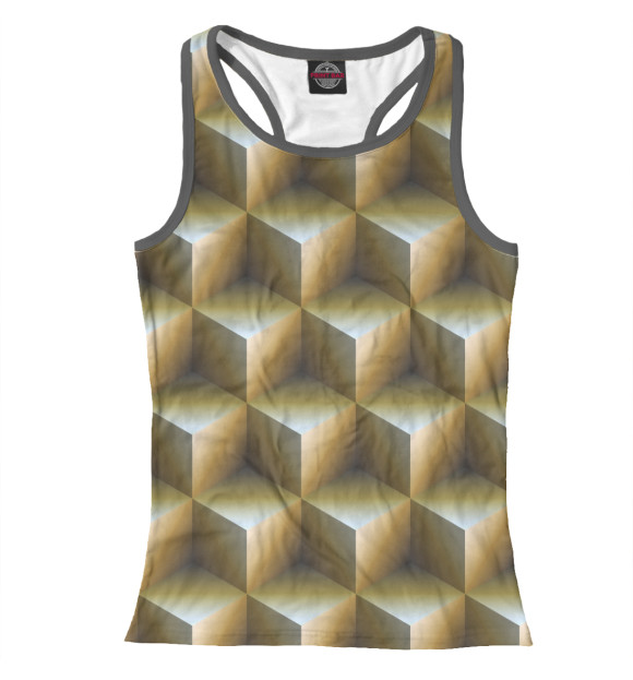 Женская майка-борцовка с изображением КУБИК - 3D цвета Белый