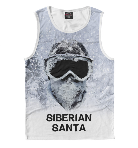 Мужская майка с притом Сибирский Санта цвета Белый Мужская майка с изображением Сибирский Санта цвета Белый