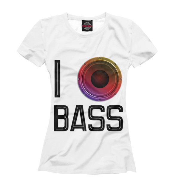 Женская футболка с изображением I love Bass цвета Белый