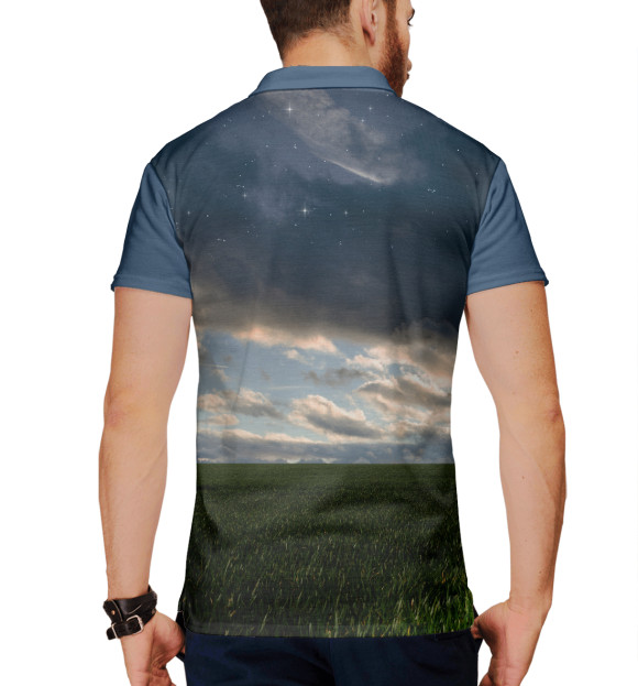 Мужское поло с изображением Ромашки цвета Белый