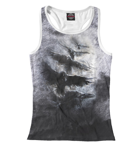 Женская майка-борцовка с притом Полет воронов цвета Белый Женская майка-борцовка с изображением Полет воронов цвета Белый