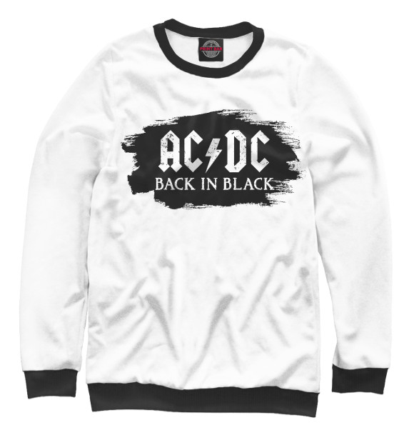 Женский свитшот с изображением Back in Black цвета Белый