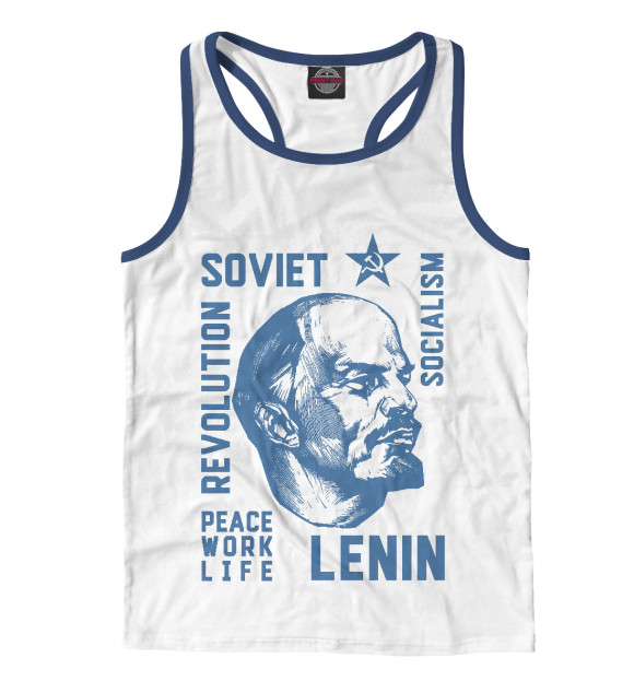 Мужская майка-борцовка с изображением Ленин цвета Белый