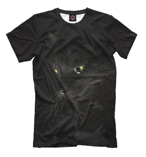 футболки print bar котик и рыбки Футболки Print Bar Черный котик