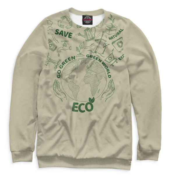 Женский свитшот с изображением Go Green Green World Eco цвета Белый