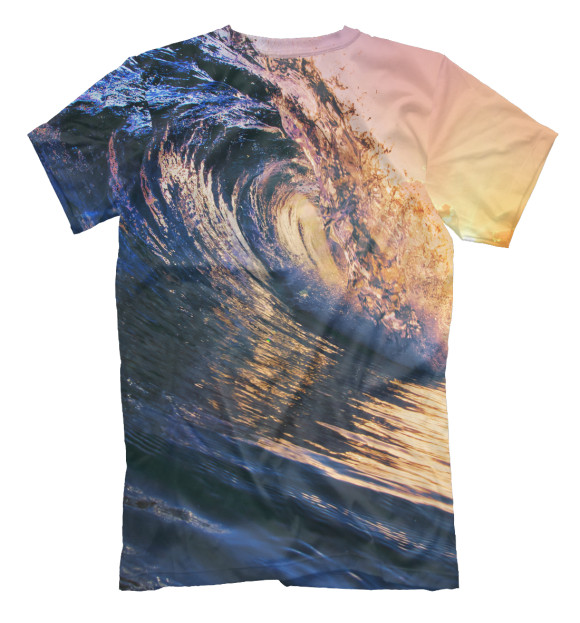 Мужская футболка с изображением Морская волна цвета Белый