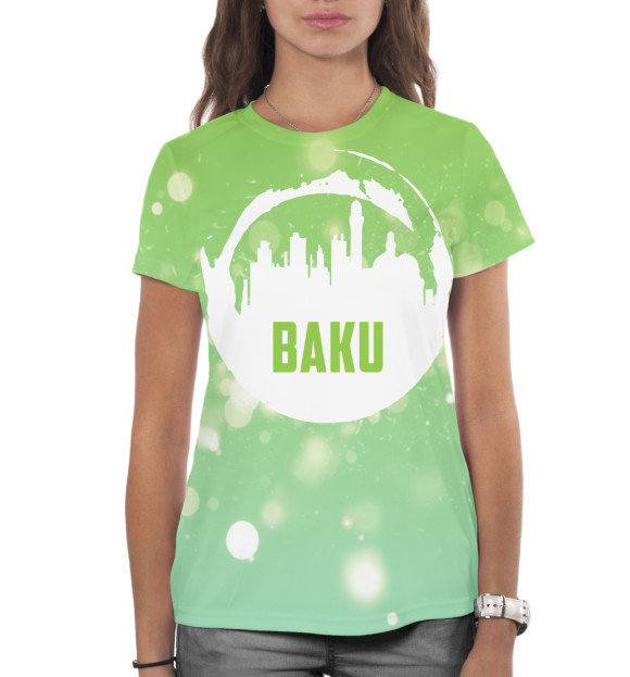 Женская футболка с изображением Баку цвета Белый