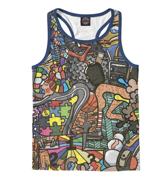 Мужская майка-борцовка с изображением Стикербомбинг психоделика цвета Белый