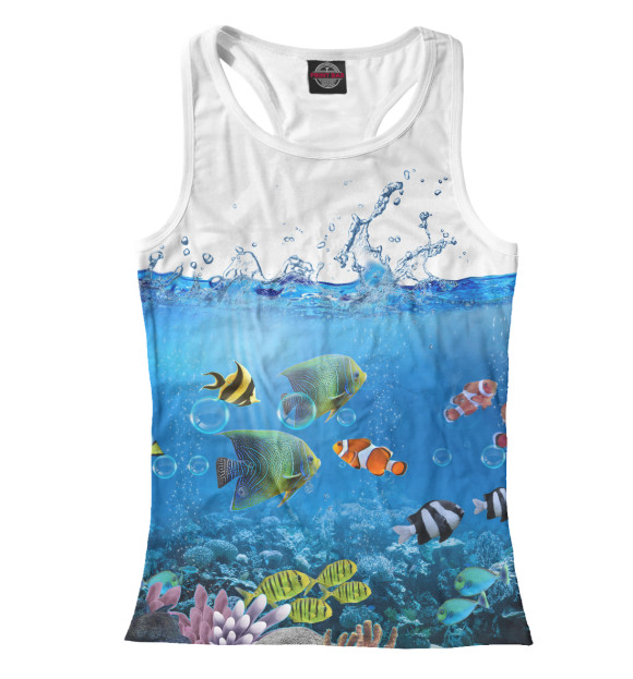 Женская майка-борцовка с изображением Подводный мир цвета Белый