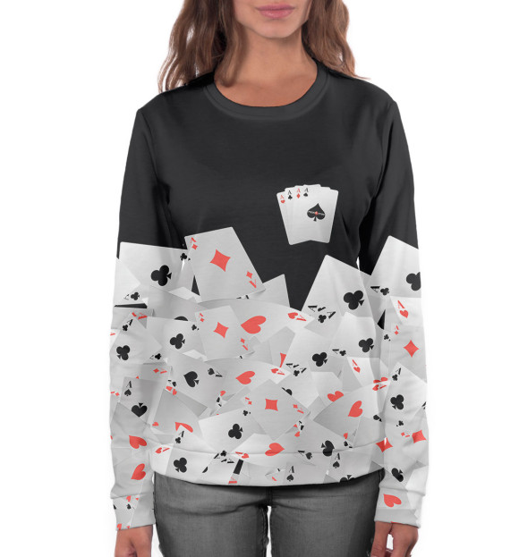 Женский свитшот с изображением Покер цвета Белый