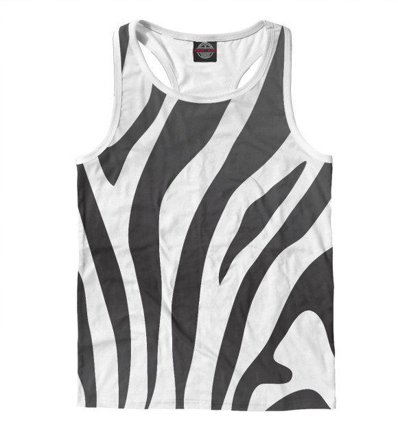 Мужская майка-борцовка с изображением Зебра цвета Белый