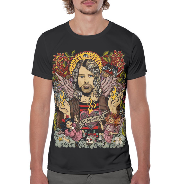 Мужская футболка с изображением Kurt Cobain цвета Белый