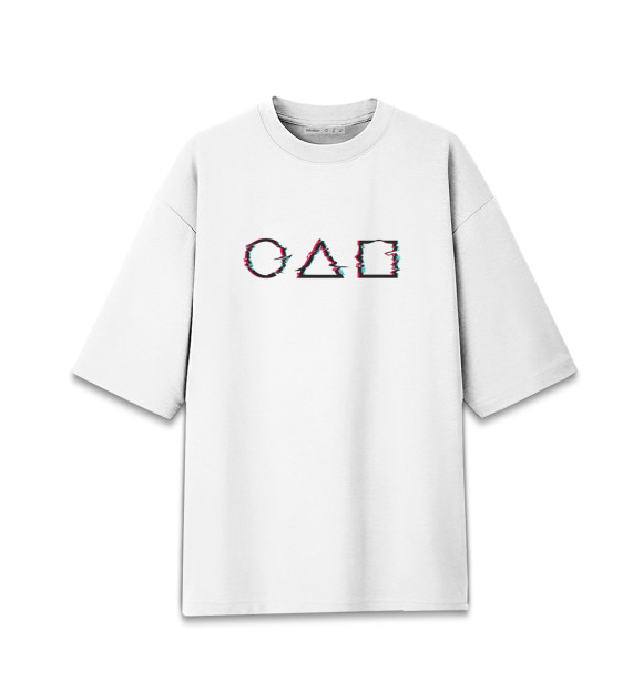 Женская футболка оверсайз с изображением Игра в кальмара цвета Белый