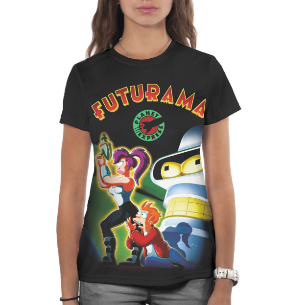 Женская футболка с изображением Futurama planet express цвета Белый