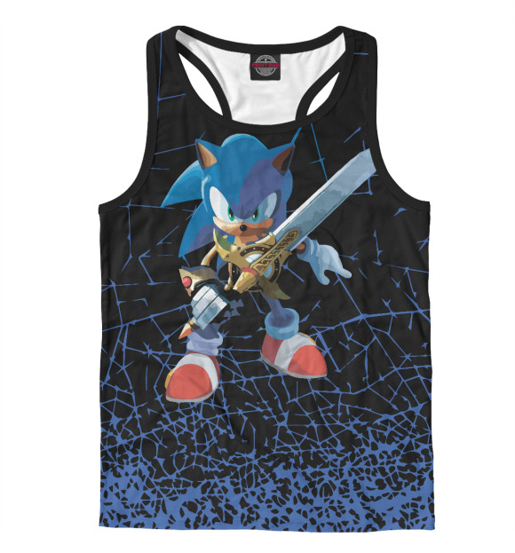 Мужская майка-борцовка с изображением Sonic цвета Белый