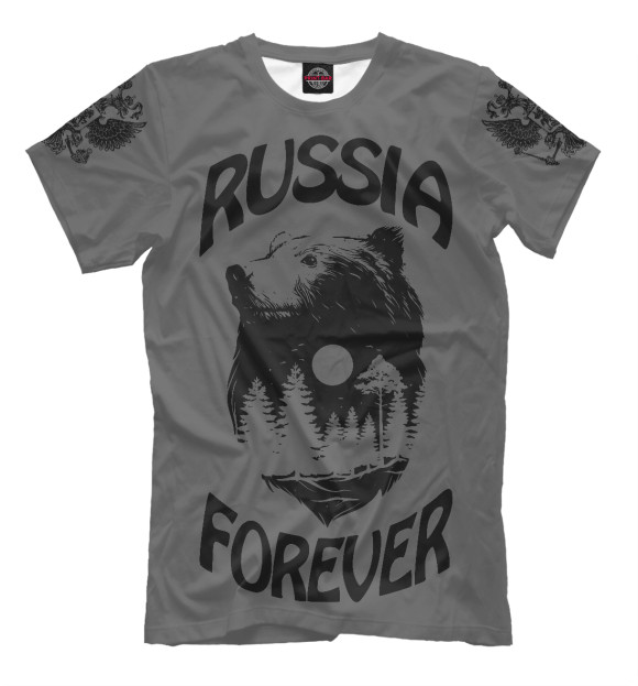 Мужская футболка с изображением Россия навсегда. цвета Белый