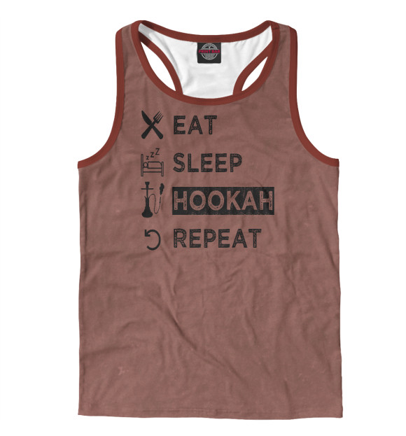Мужская майка-борцовка с изображением Eat Sleep Hookah Repeat цвета Белый