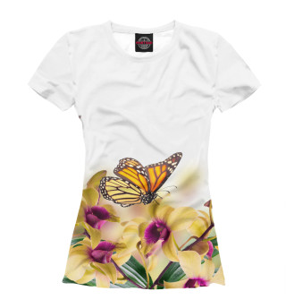 Женская футболка Бабочки и нарциссы