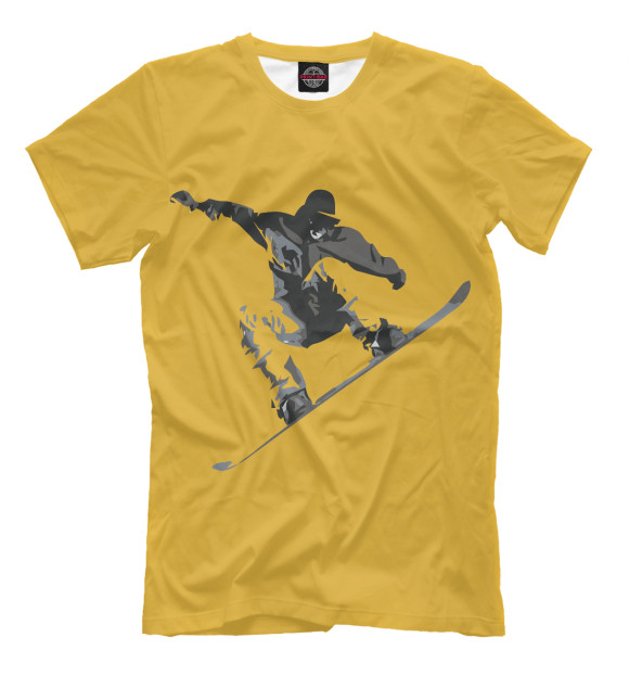 Мужская футболка с изображением Сноубордис цвета Хаки