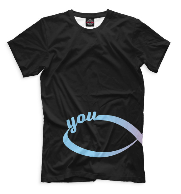 Мужская футболка с изображением Половинки бесконечности цвета Черный