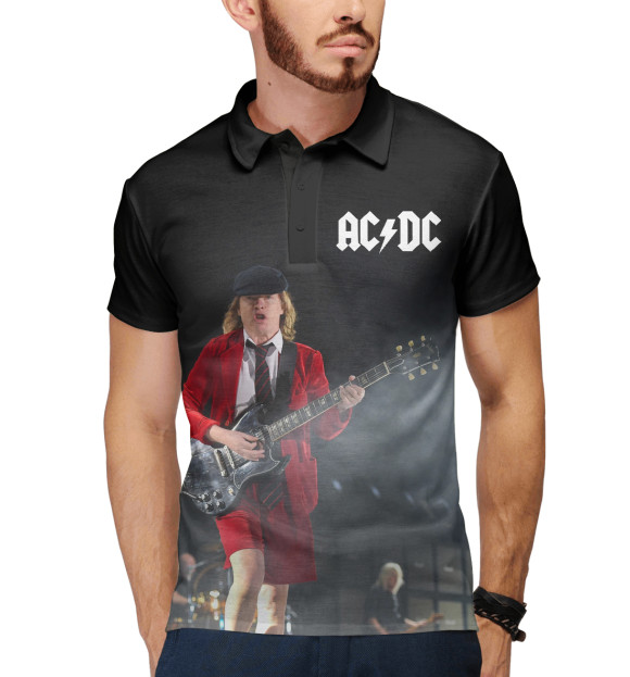 Мужское поло с изображением AC/DC цвета Белый