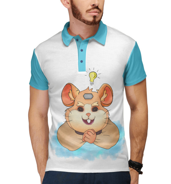 Мужское поло с изображением Хомяк цвета Белый