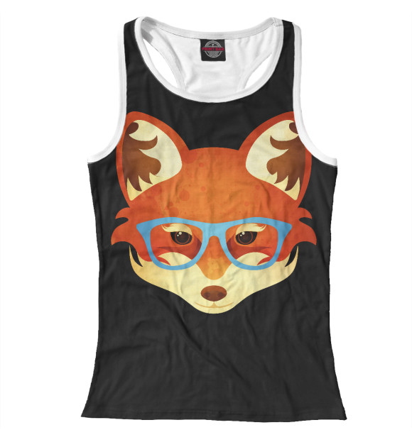 Женская майка-борцовка с изображением Лиса цвета Белый