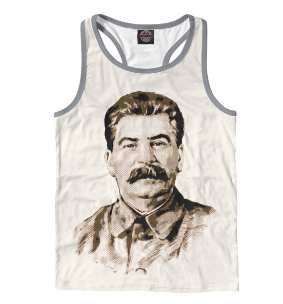 Мужская майка-борцовка с изображением Сталин цвета Белый