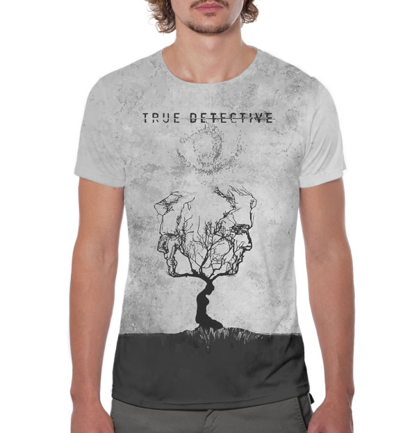 Мужская футболка с изображением Настоящий детектив цвета Белый