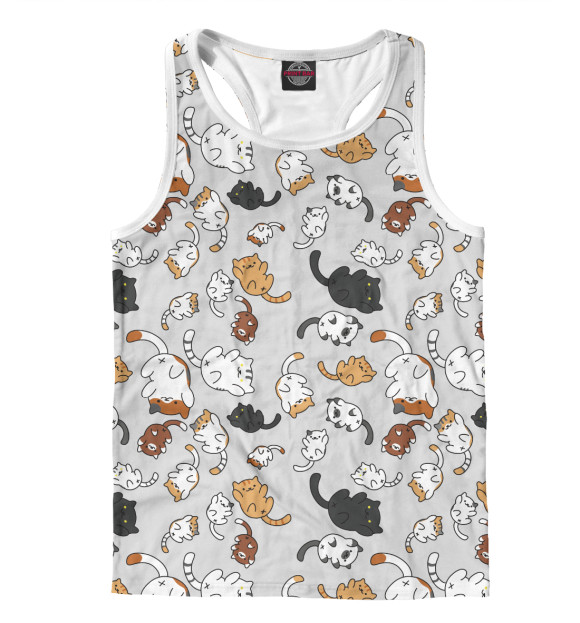 Мужская майка-борцовка с изображением Беспечные Коты цвета Белый