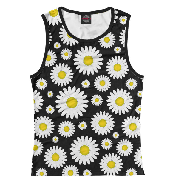 Майка для девочки с притом Ромашки цвета Белый Майка для девочки с изображением Ромашки цвета Белый