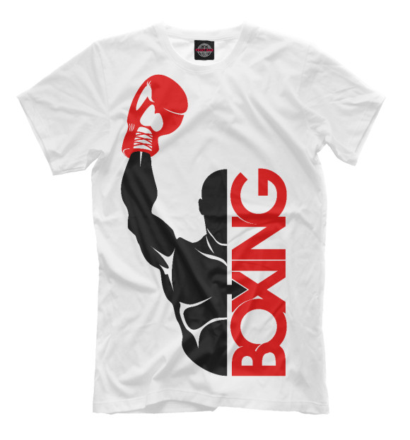 Мужская футболка с изображением Бокс цвета Молочно-белый